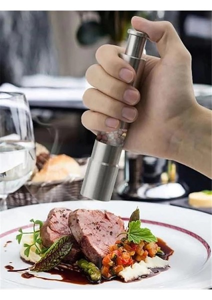 2'li Çelik Manuel Basmalı Karabiber ve Tuz Değirmeni Seti – Baharat Değirmeni, Paslanmaz fırsatları