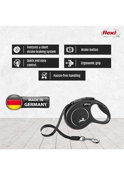 Flexi New Classic L Beden Siyah 5mt Şerit Tasma