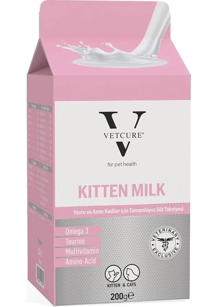 Kitten Milk Yavru ve Anne Kedi Için Tamamlayıcı Süt Tozu Takviyesi 200 gr