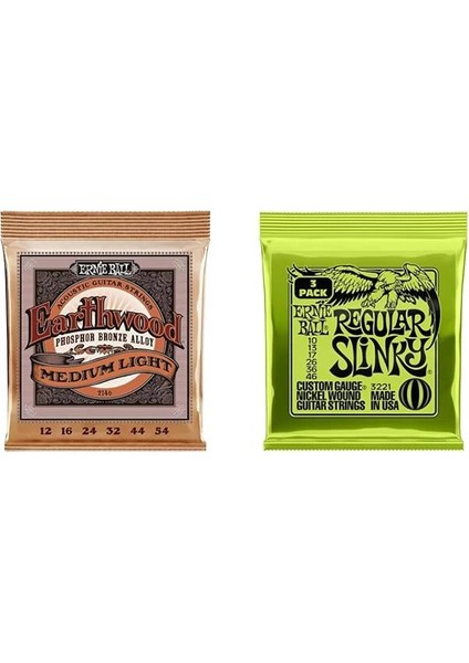 Ernie Ball Regular Slinky 3-Pack ve Ew Phos Med Light fiyatları