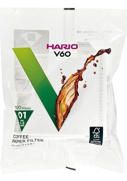 Hario V60 01 Dripper Filtresi (100 Adet)