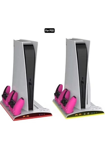 TP5-3570 Ps5 Soğutucu Organizatör 2 Fanlı Stand Kol Şarj Edici Stand 3 USB Hub Kulaklık fiyatları