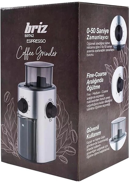 BR742 Zaman Ayarlı Kahve Değirmeni Kahve Öğütücü