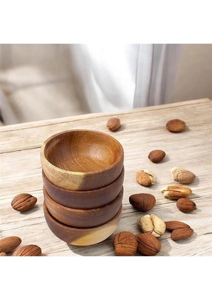 4'lü Yuvarlak Akasya Çerezlik 10CM - 4 Cm, Sunum Kasesi, Yuvarlık Zeytinlik, Kahvaltı fırsatları