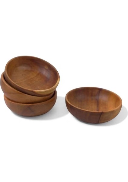 4'lü Yuvarlak Akasya Çerezlik 10CM - 4 Cm, Sunum Kasesi, Yuvarlık Zeytinlik, Kahvaltı indirimleri