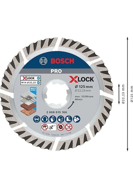 Professional Elmas Kesme Diski, Standart (Evrensel, X-Lock, Delik Çapı: 22,23 Mm, Kesme modelleri