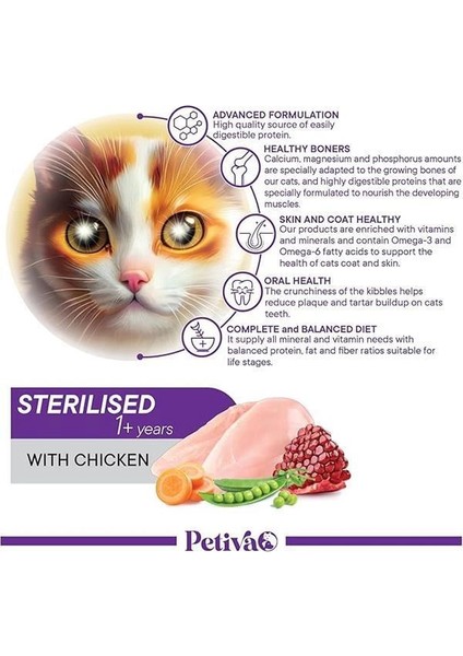 Kısırlaştırılmış Yetişkin Kediler Için Tavuk Etli Kuru Kedi Maması (3 Kg, Tavuk) fırsatları