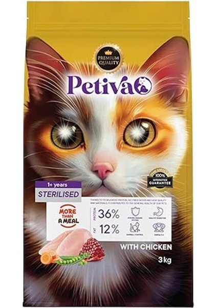 Kısırlaştırılmış Yetişkin Kediler Için Tavuk Etli Kuru Kedi Maması (3 Kg, Tavuk)