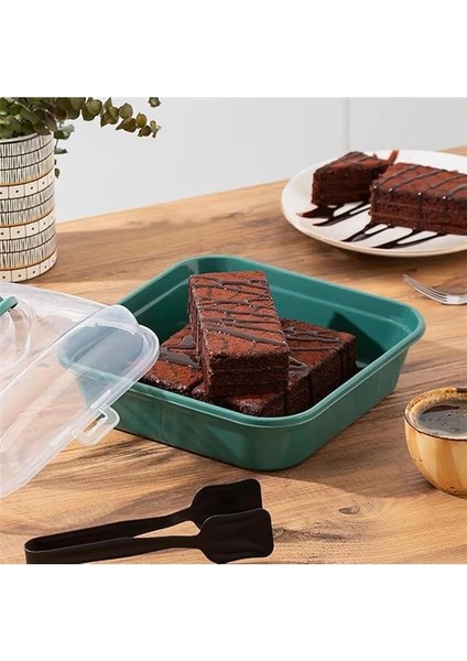 1095 Yeşil Pasta Kek Börek Kabı - Taşıma Çantası - Kilitli Fanus modelleri