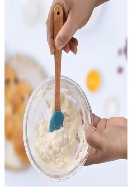 Indigo 3'lü Renkli Bambu Saplı Silikon Spatula Seti Uzun 26CM