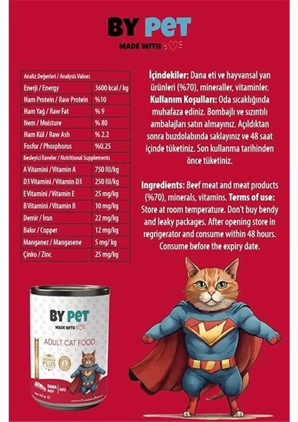 Yetişkin Kediler Için Dana Etli Konserve Yaş Mama 415 gr x 12 Adet fırsatları