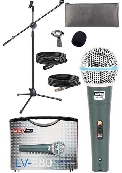 LV-680ST Ayaklı Kablolu Dinamik Mikrofon (Stand Cüzdan Çift Kablo Sünger Tutacak) fiyatları
