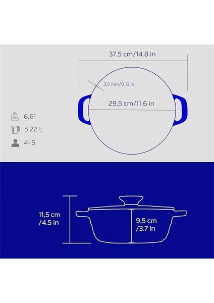 Döküm Yuvarlak Tencere Döküm Demir Kapak Experience Majolik Serisi ÇAP(Ø)28CM modelleri