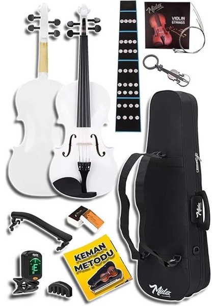 HGA44WH-PAK Beyaz 4/4 Tam Boy Keman Seti (Yastık Tuner Susturucu Çanta Yay Reçine) fırsatları