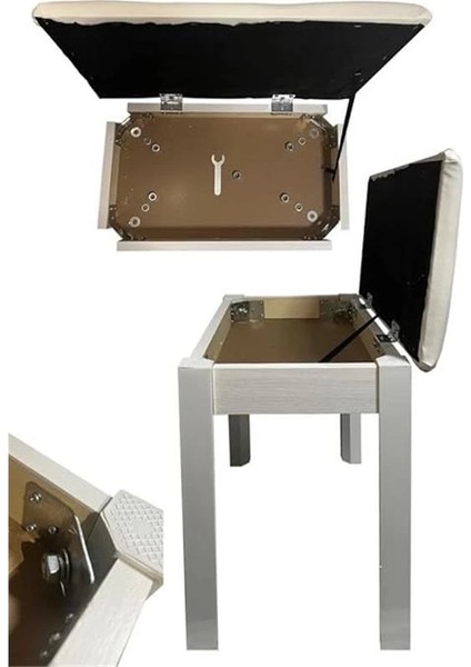 Midex TBX-144WH Üst Kalite Piyano Taburesi Gizli Bölmeli Beyaz Renk (32X54X48) modelleri