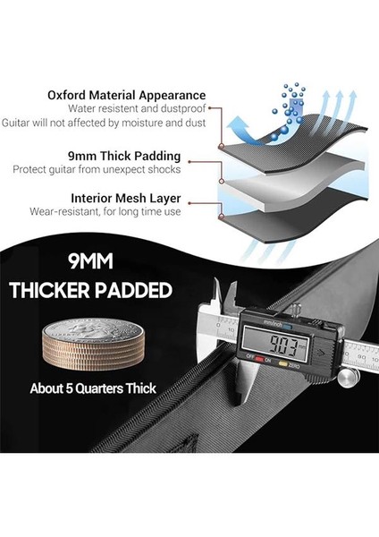Gitar Çantası Akustik Gitar Konser Çantası Gitar Çantası Su Geçirmez Dolgulu Gitar Sırt