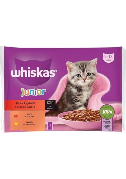 Pouch Sos Içinde Sığırlı ve Tavuklu Yavru Kedi Konservesi 4 Adet 85 gr