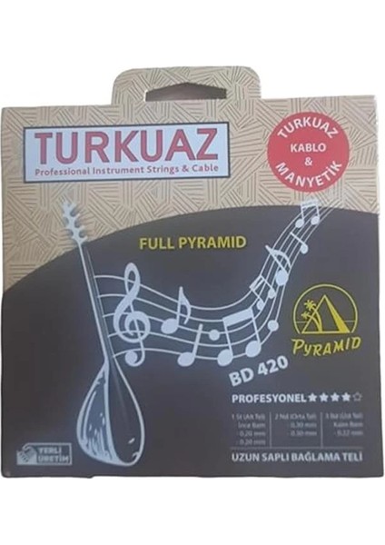 Turkuaz Professional Instrument Strings Bd 420 Uzun Saplı Pyramid Bağlama Teli 0.20 Full Pyramid