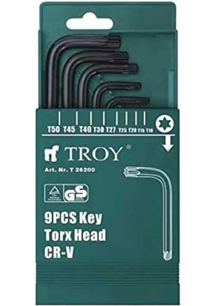 T 26200 Allen Anahtar Seti, Torx, 9 Parça