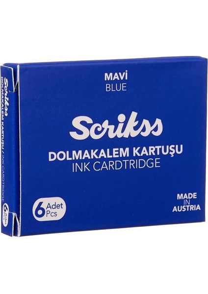 Kartuş Dolma Kalem Kartuşu 6'lı Blister 10'lu Paket Mavi fiyatları