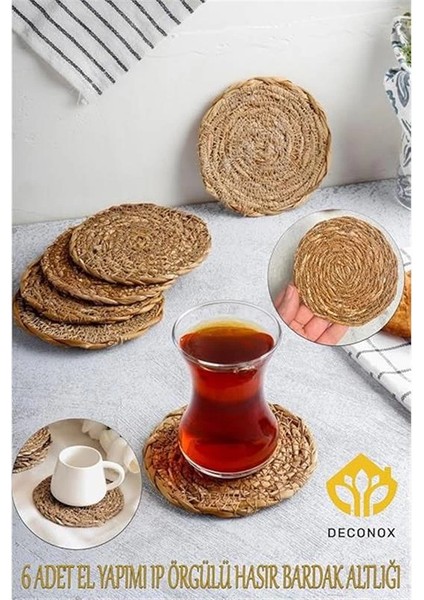 6 Adet El Yapımı Yuvarlak Hasır Bardak Altlığı - Fincan, Çay ve Kupa Altlığı - 10CM fiyatları
