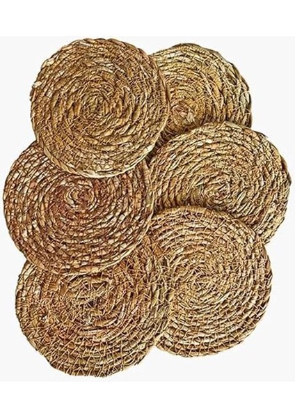 6 Adet El Yapımı Yuvarlak Hasır Bardak Altlığı - Fincan, Çay ve Kupa Altlığı - 10CM fırsatları