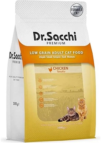 Dr.sacchi Premium Düşük Tahıllı Tavuklu Yetişkin Kedi Maması 1 kg fiyatları