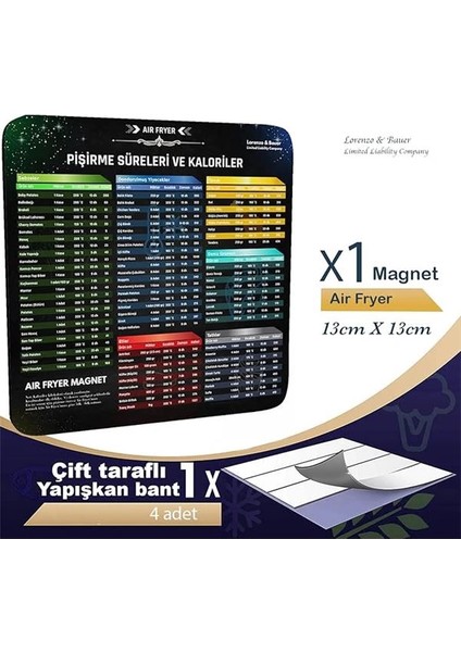 Air Fryer Yiyecek Pişirme Süreleri ve Kaloriler Magneti, Air Fryer Aksesuar fırsatları