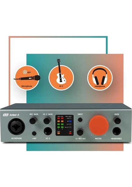 Esi Audio Amber I1 Profesyonel 2-Giriş/2-Çıkış 24-BIT/192KHZ Usb-C Ses Kartı | Mac/pc/ios Uyumlu)