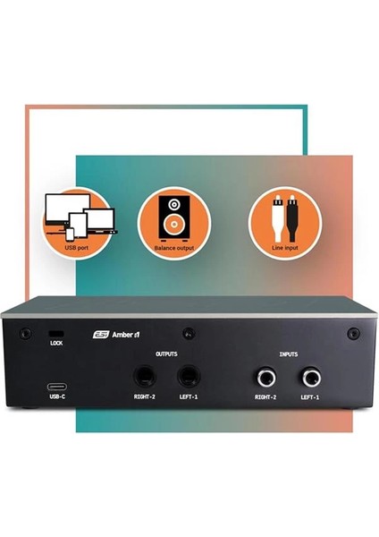Esi Audio Amber I1 Profesyonel 2-Giriş/2-Çıkış 24-BIT/192KHZ Usb-C Ses Kartı | Mac/pc/ios Uyumlu)