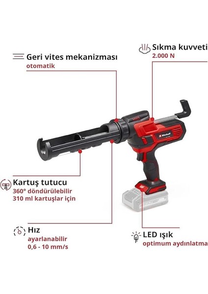 Akülü Silikon Tabancası Te-Sg 18/10 Li-Solo Power X-Change (18 V, 310 ml Kartuşlar Için modelleri