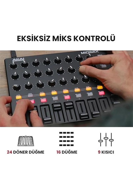 Mıdımıx - USB Mıdı Controller Mikseri Atanabilir ve Ana Kısıcılara Sahip, 24 Düğme modelleri