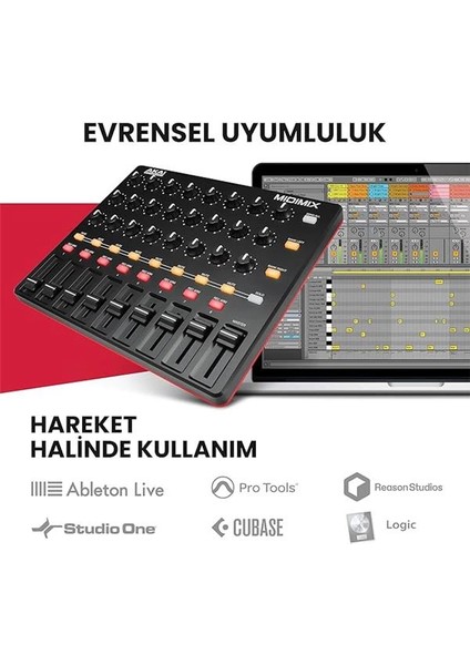 Mıdımıx - USB Mıdı Controller Mikseri Atanabilir ve Ana Kısıcılara Sahip, 24 Düğme fırsatları