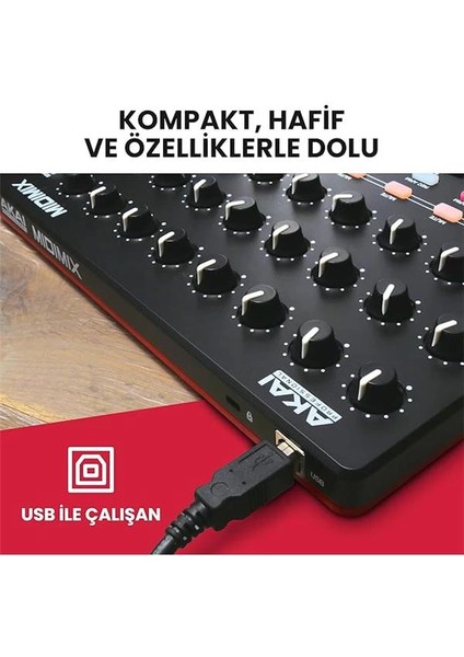 Mıdımıx - USB Mıdı Controller Mikseri Atanabilir ve Ana Kısıcılara Sahip, 24 Düğme indirimleri