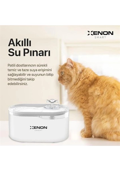 Akıllı Otomatik Kedi Su Pınarı Mobil Uygulama Denetimli Geniş Hazneli Pet Sebili LED