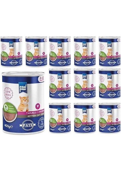 Yavru Kedi Tavuklu Pate Yaş Mama 400 gr x 12 Adet