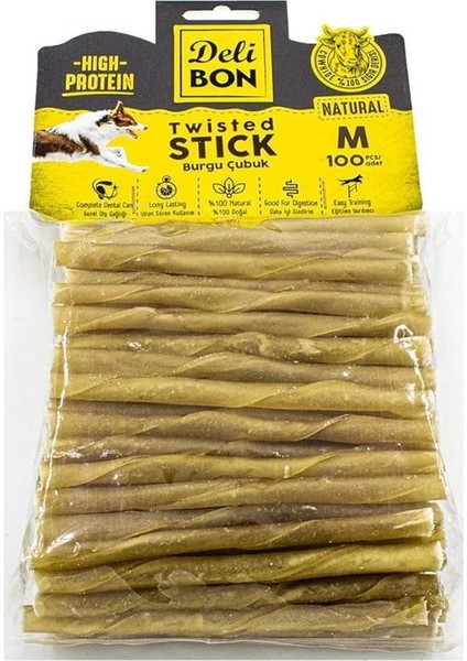 Delibon Gerçek Deriden Kalın Burgu Çubuk, THICKX100PCS., Natural