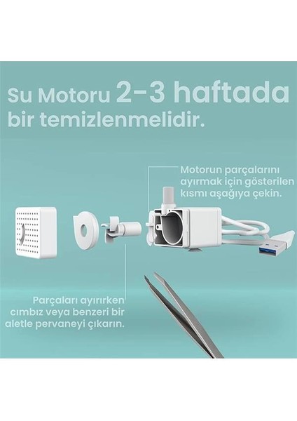 Otomatik Kedi Su Pınarı Ultra Sessiz Kedi Su Sebili 40DB USB Bağlantılı 2,3 Lt (Transparan