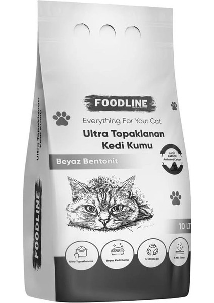 Aktif Karbonlu Ince Taneli Bentonit Topaklanan Kedi Kumu 10 Lt