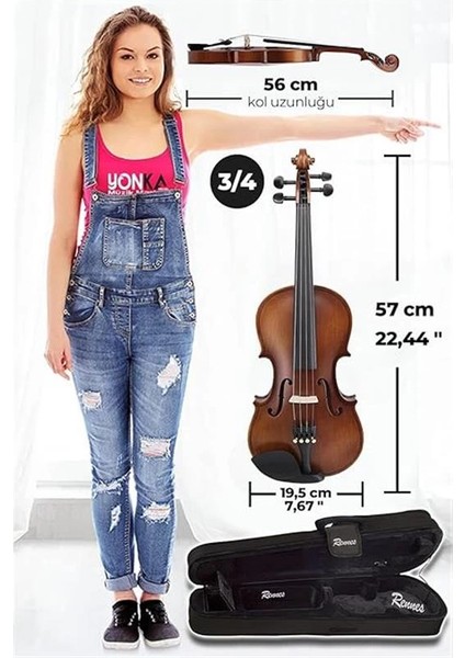 RV-403 Çocuk Kemanı Seti Kaliteli 3/4 Boy (10-13 Yaş Arası) indirimleri