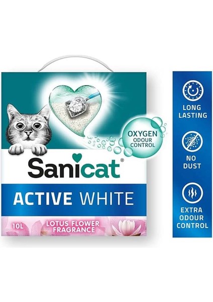 Active White Lotus Çiçeği Topaklanan Kedi Kumu 10L