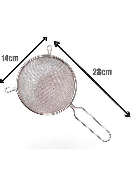 Saplı Paslanmaz Çelik Süzgeç, Büyük Boy Metal Süzgeç 28 * 14 cm - Estetik ve Dayanıklı: fiyatları