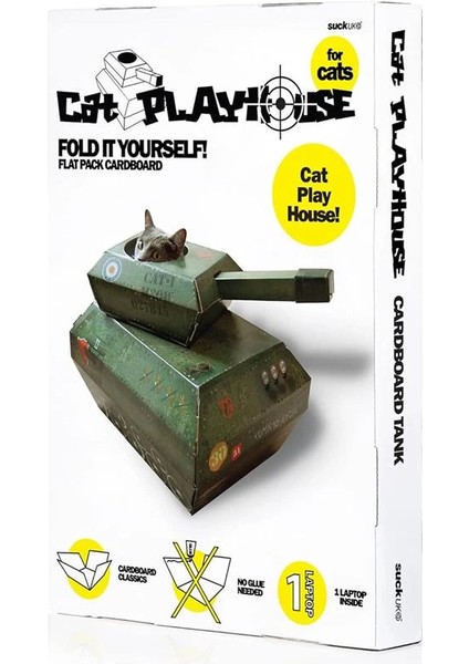 Kedi Oyun Evi | Yeni Karton Kedi Tankı | Kedi Oyuncağı ve Aksesuar | Düz Paketlenmiş ve