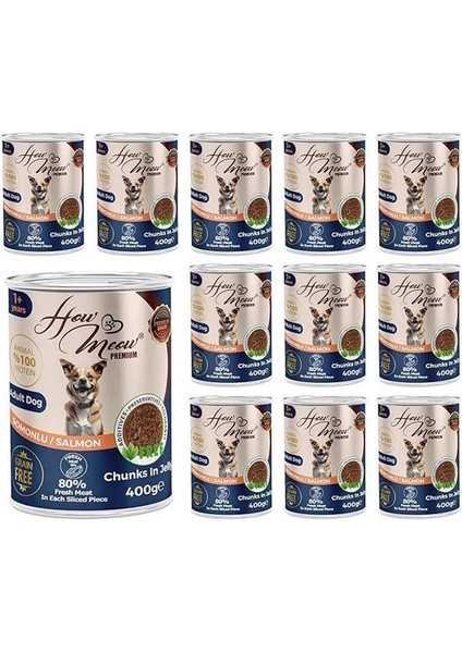 Yetişkin Köpek Somonlu ve Jöleli Konser ve Yaş Mama 400 gr x 12 Adet