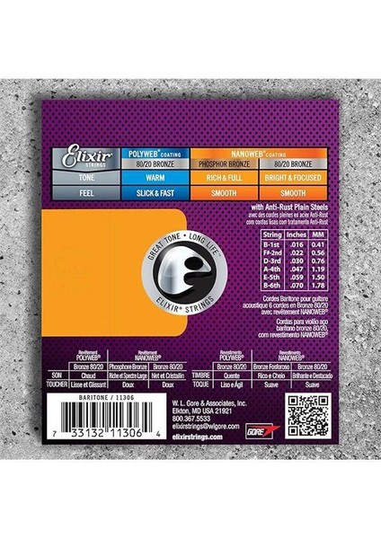 11306 Nanoweb Bar Akustik Gitar Teli (16-70) fiyatları