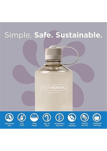 Sustain Tritan Bpa Içermeyen Su Şişesi,%50 Plastik Atıktan, 32 Oz, Dar Ağız, Pamuk