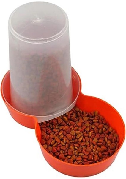 Hazneli Plastik Kedi-Köpek Mama ve Su Kabı 1,5 Lt Yuvarlak Turuncu fırsatları