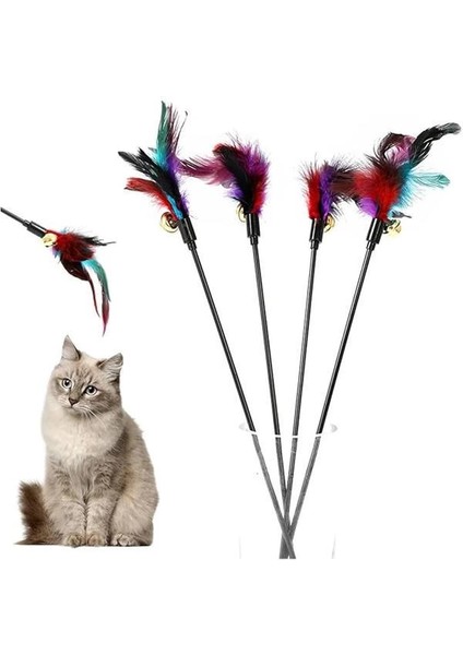 Çıngıraklı Tüylü Kedi Oyun Çubuğu, Evcil Hayvan Oyun Çubuğu, Kedi Eğlence Aktivite