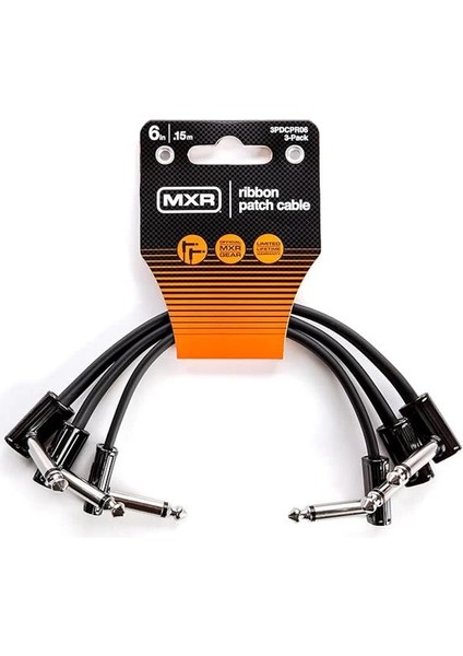 Jım Dunlop Şerit Yama Kablosu 6 "|15 Cm-3 Paket, 1/4-Inç Dik Açı (3PDCPR06)