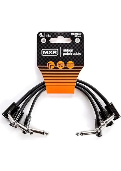 Jım Dunlop Şerit Yama Kablosu 6 "|15 Cm-3 Paket, 1/4-Inç Dik Açı (3PDCPR06)